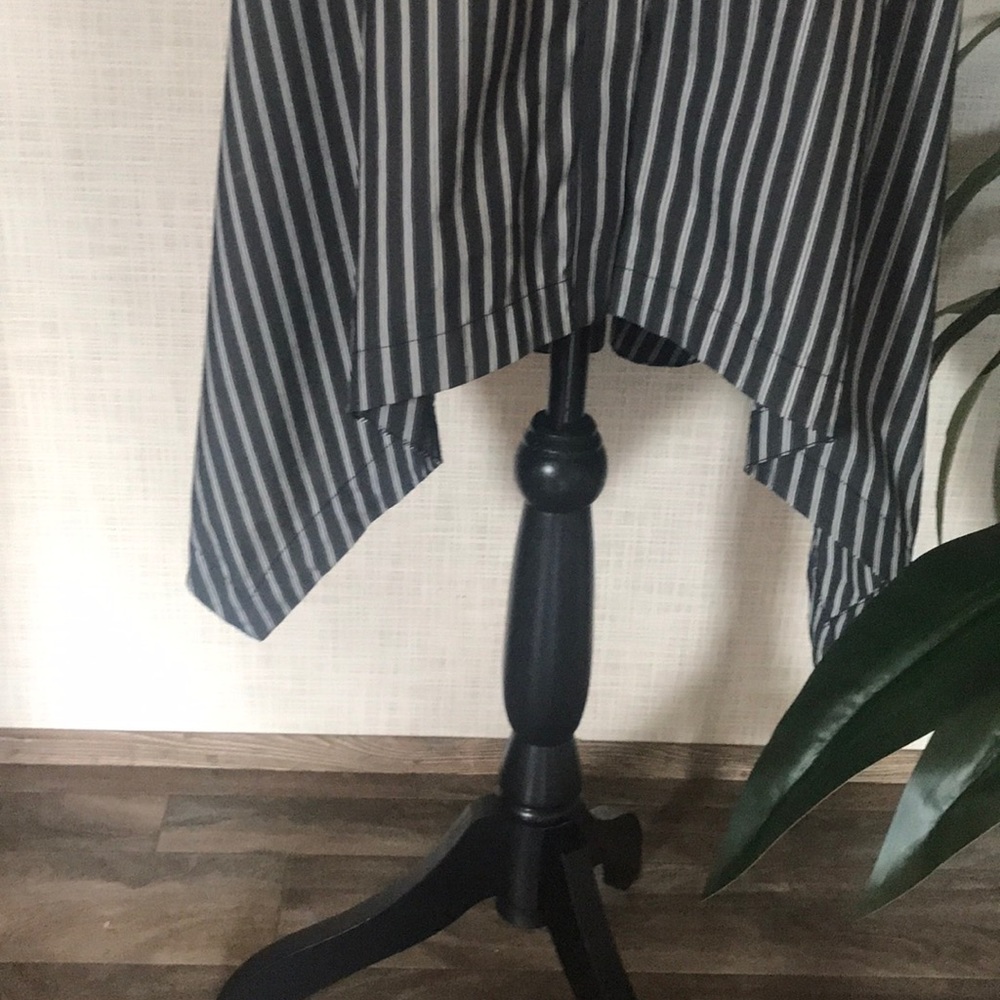 Pinstriped Asymmetric Flared Dress - Picture 2 of 6